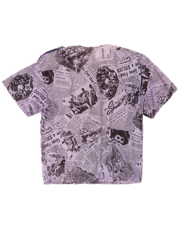 Bluză cămașă cu mânecă scurtă pentru femei vintage IT 46 mare liliac