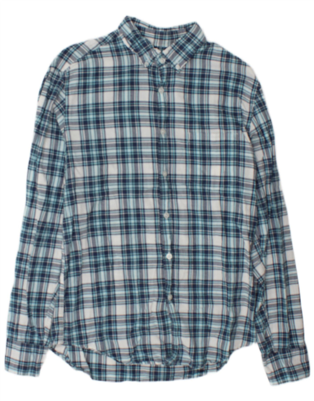Cămașă de flanel pentru bărbați J. Crew, bumbac cu carouri albastru mediu