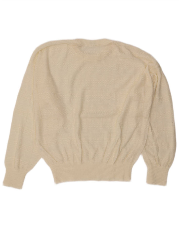 Pulover pentru femei cu gât rotund și pulover EU 44 XL alb catifelat