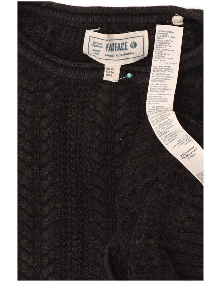Pulover pentru femei Fat Face Crop oversize cu gâtul turnat, UK 10, Gri mic