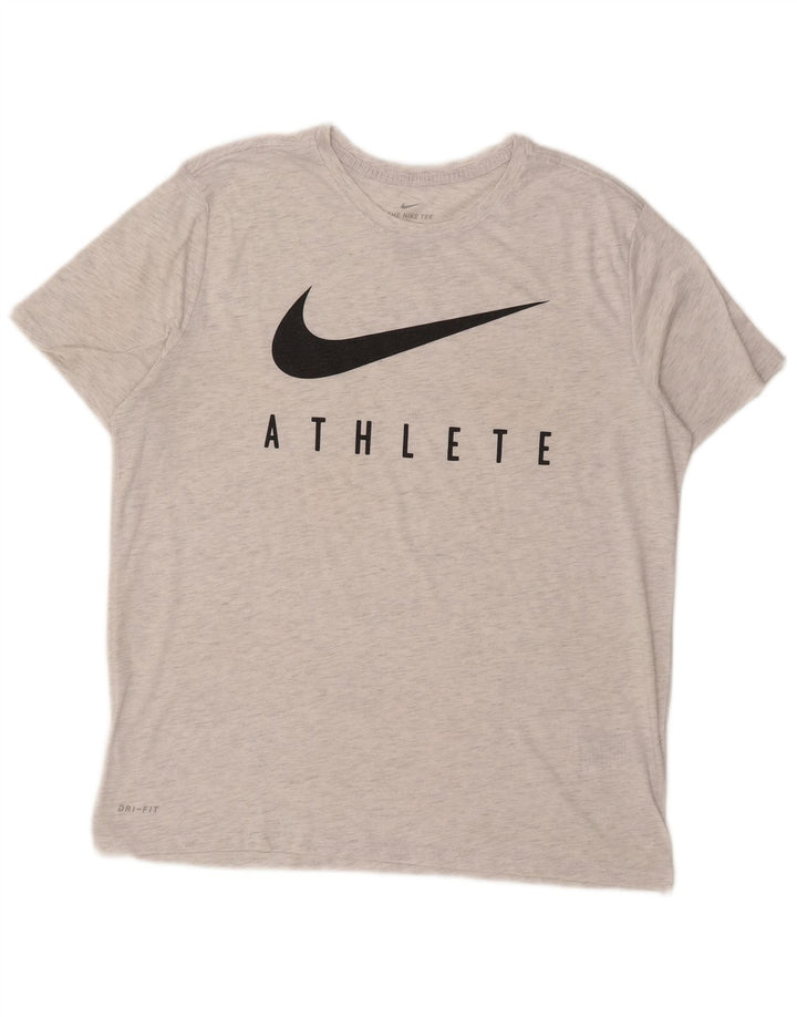 Tricou grafic Nike pentru bărbați, cu croială atletică, XL, poliester cu pături gri