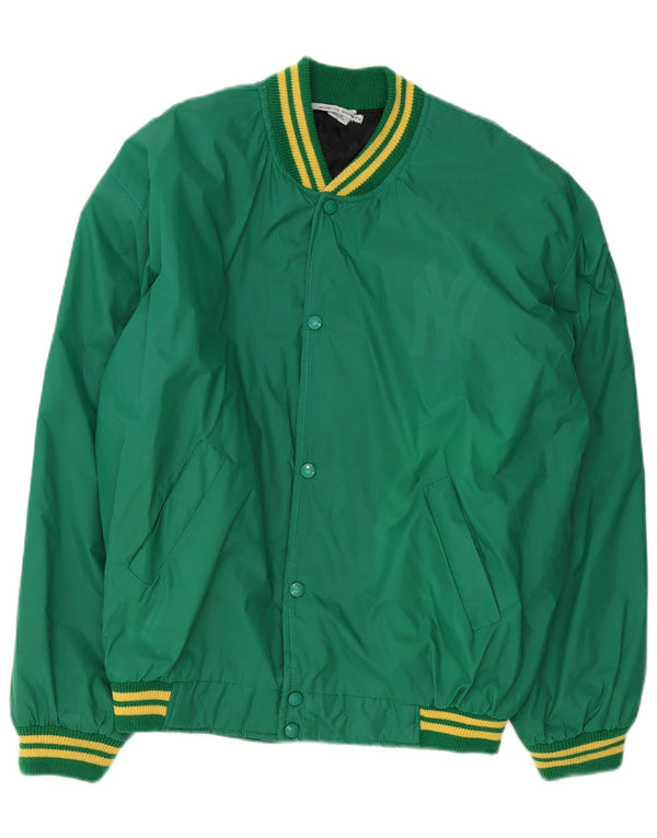 Vintage Mens New York Graphic Bomber Jacket UK 42 XL Green Cotton