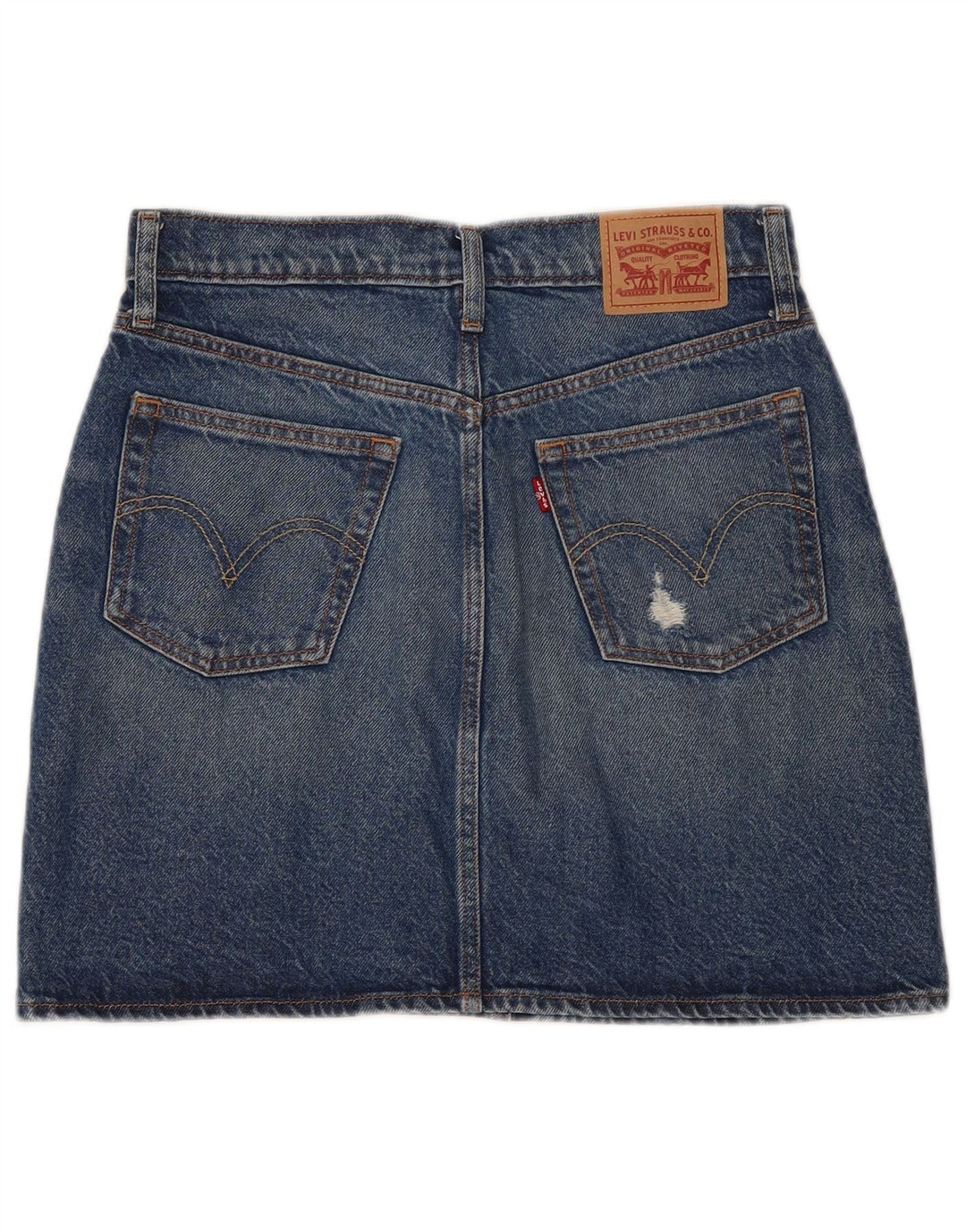 Fusta de blugi învechită pentru femei Levi's W28 bumbac albastru mediu