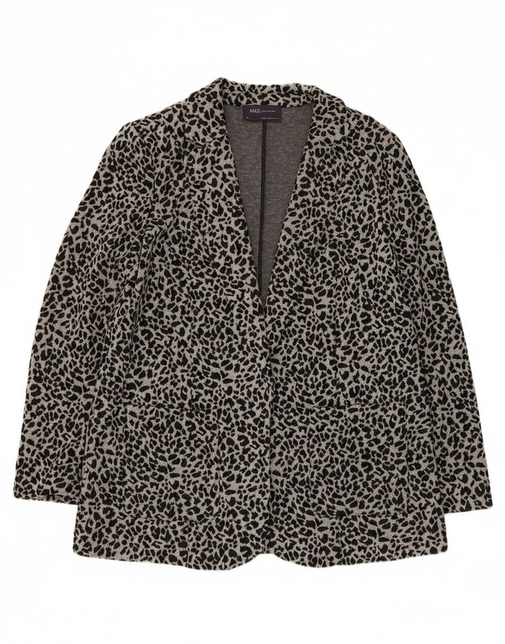 Jachetă pentru femei Marks & Spencer Open Blazer UK 14 Medium Gri Animal Print