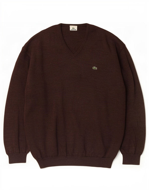 Pulover cu decolteu în V Lacoste pentru bărbați, mărimea 6 XL maro