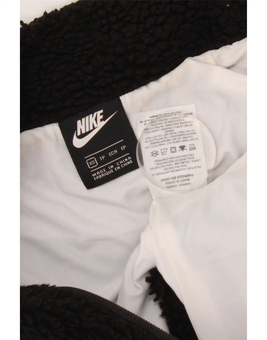 Jachetă fleece supradimensionată pentru femei Nike, UK 6 XS, poliester negru