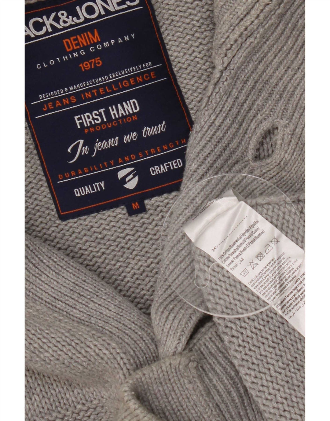 Pulover cardigan pentru bărbați Jack & Jones, bumbac cu dungi, gri mediu