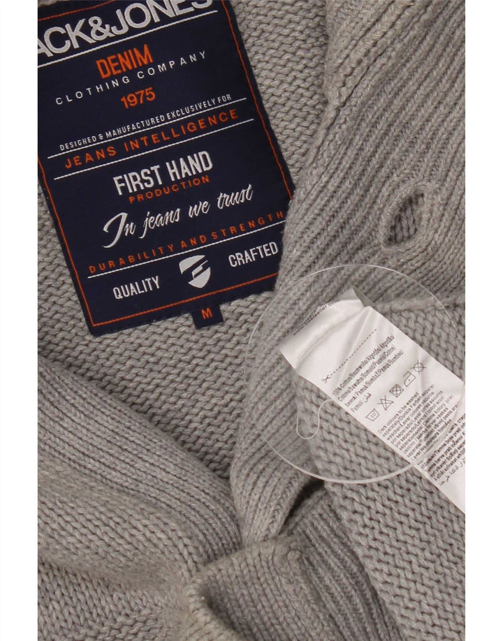 Pulover cardigan pentru bărbați Jack & Jones, bumbac cu dungi, gri mediu