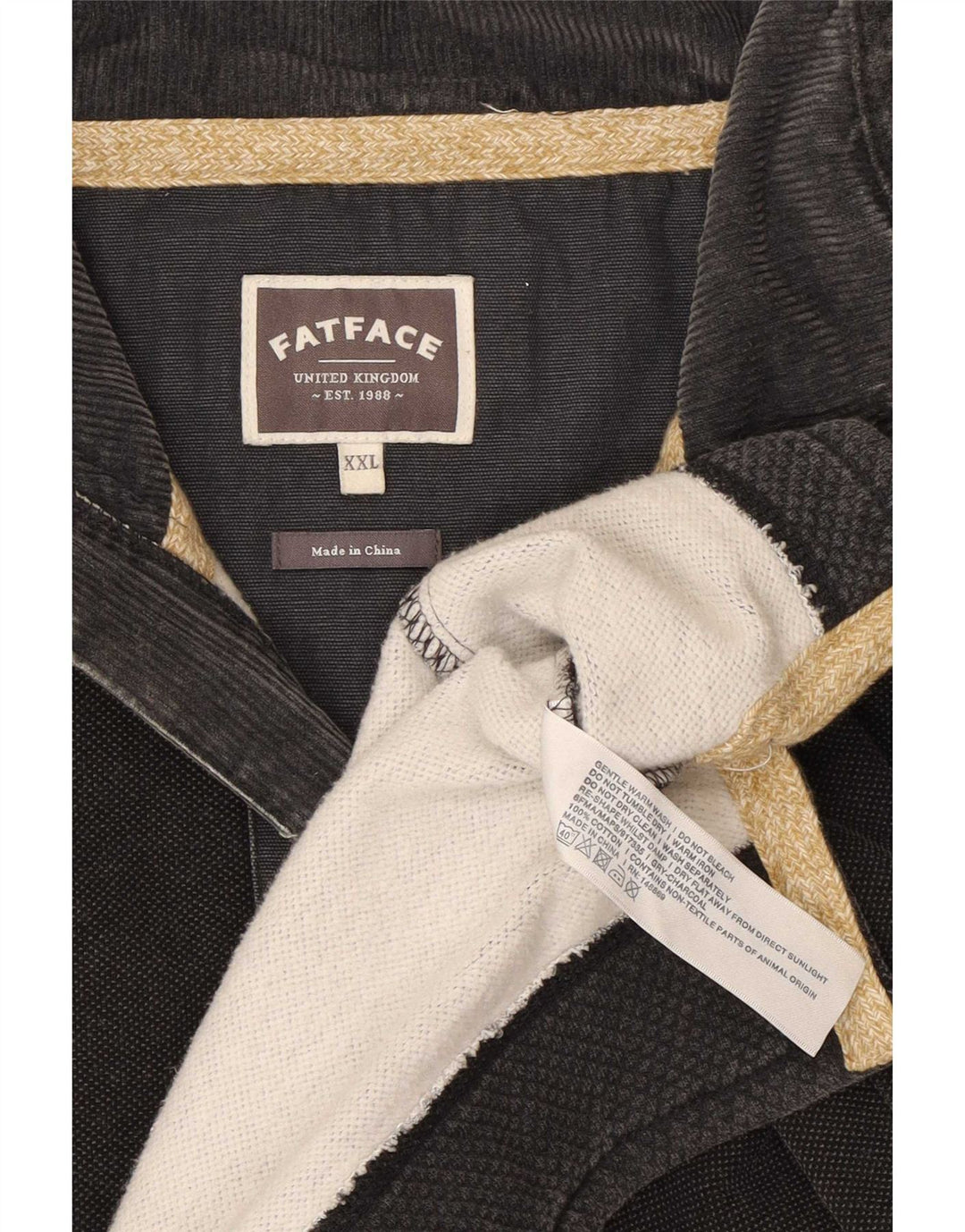 Pulover pentru bărbați Fat Face, cu fermoar și gât, bumbac gri 2XL