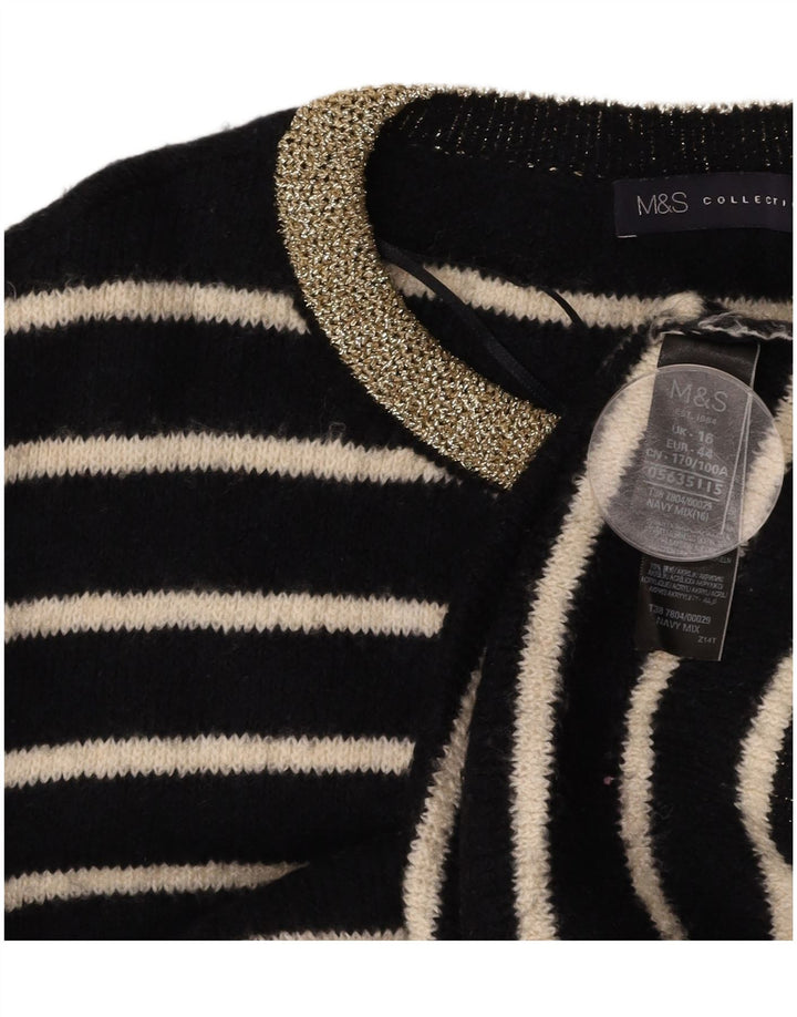 MARKS & SPENCER Pulover pentru femei cu decolteu rotund UK 16, mare, cu dungi negre