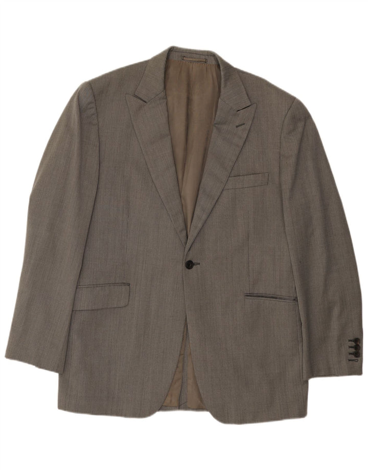 Jachetă pentru bărbați Aquascutum, cu 1 nasture, UK 44 2XL, lână gri cu oase