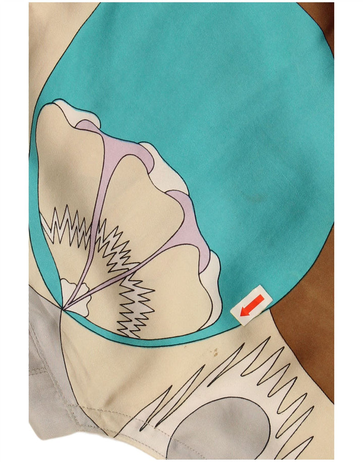 VINTAGE Bluză cu model abstract pentru femei UK 14 Medium Multicolor