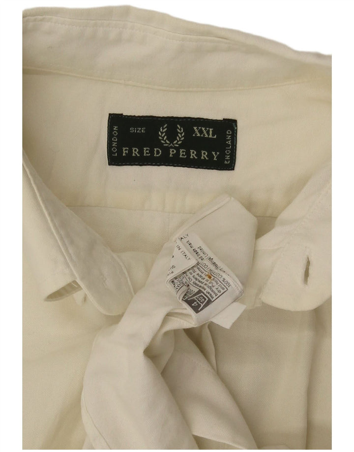 Cămașă Fred Perry pentru bărbați 2XL din bumbac alb