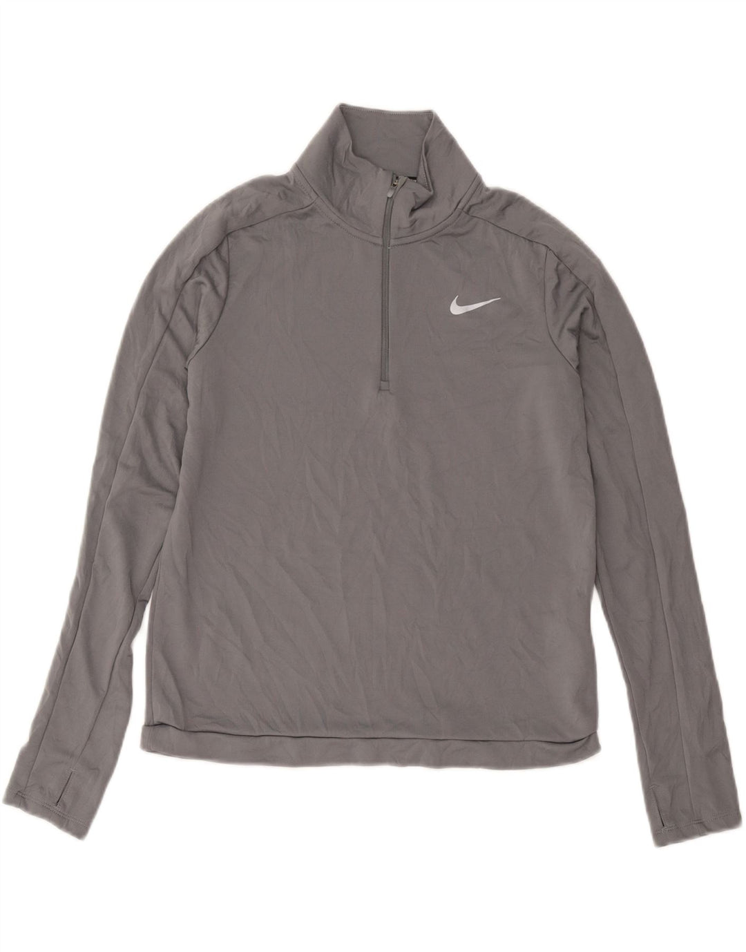 Top de trening Nike Dri Fit Zip Neck Pullover UK 12 Gri mediu