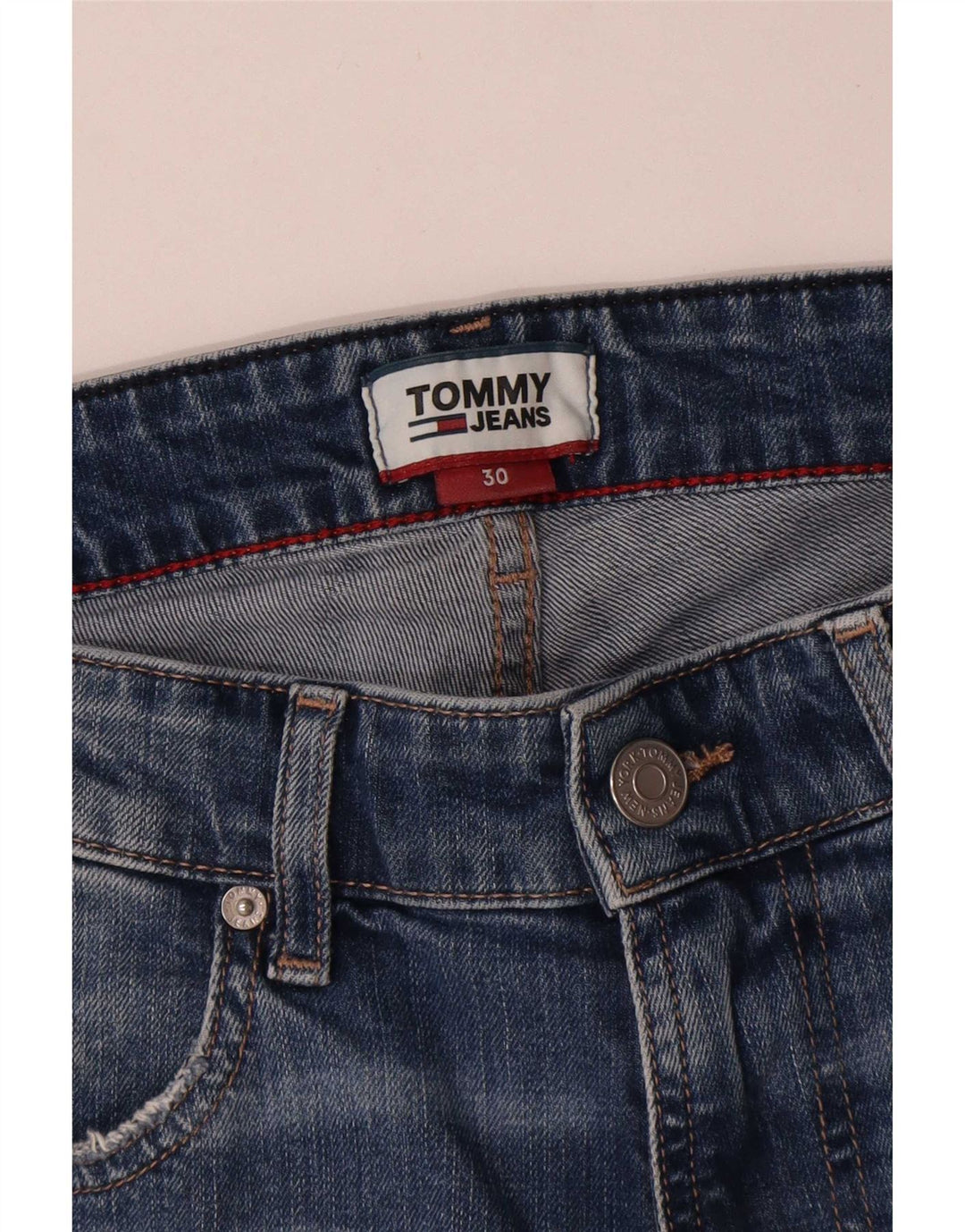 Pantaloni scurți din denim pentru bărbați Tommy Hilfiger, cu ajustare relaxată, W30, bumbac albastru mediu