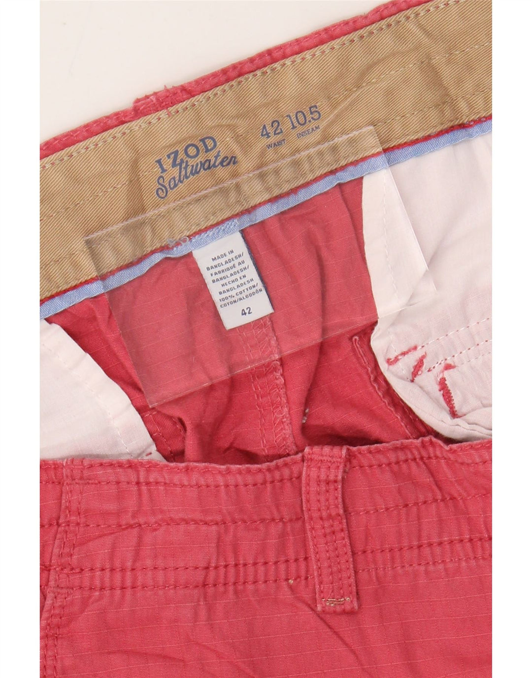Pantaloni scurți cargo IZOD pentru bărbați, cu apă sărată, W42, 2XL, bumbac cu carouri roz
