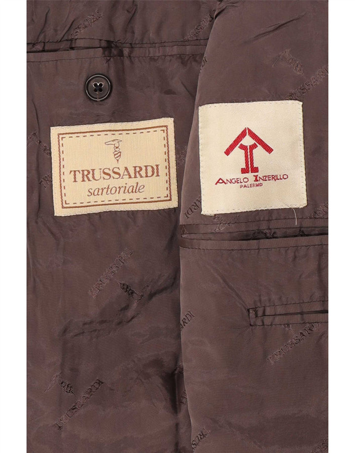 Jachetă pentru bărbați Trussardi cu 3 nasturi IT 52 XL Lână virgină cu dungi gri