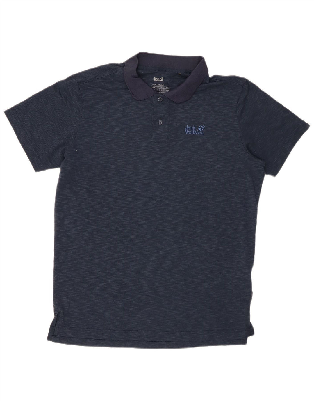 JACK WOLFSKIN Tricou polo pentru bărbați Marea Britanie 38 Poliester cu pete albastru bleumarin mic