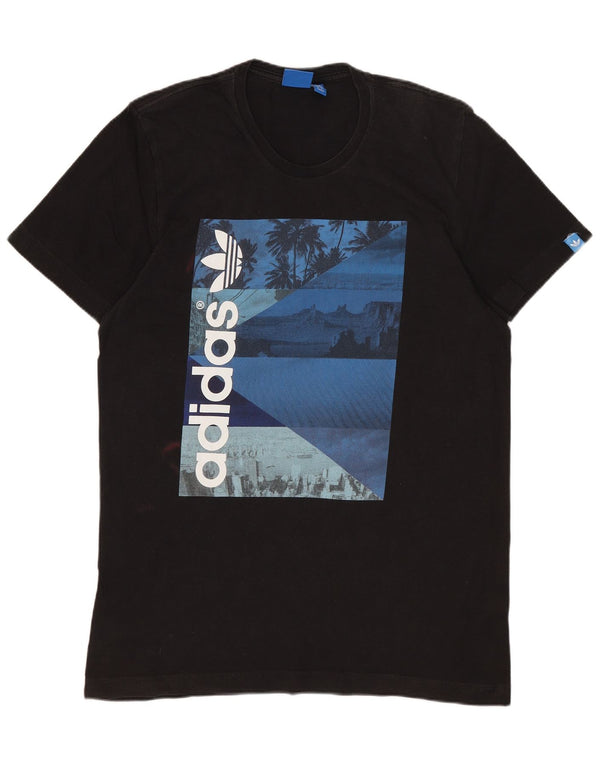 Tricou grafic ADIDAS pentru bărbați Top mediu din bumbac negru