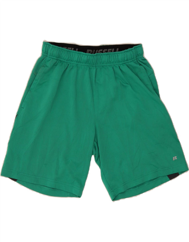 RUSSELL ATHLETIC Mens Sport Shorts Medium  Green Colourblock Polyester Vintage Russell Athletic and Second-Hand Russell Athletic from Messina Hembry 