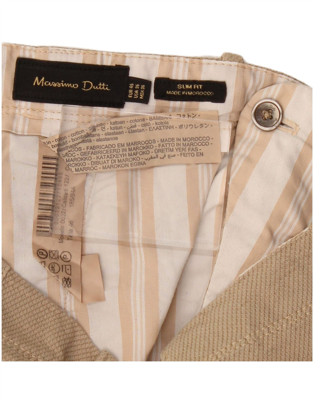 MASSIMO DUTTI Pantaloni chino pentru bărbați slim fit EU 46 XL W36 L30 bej bumbac