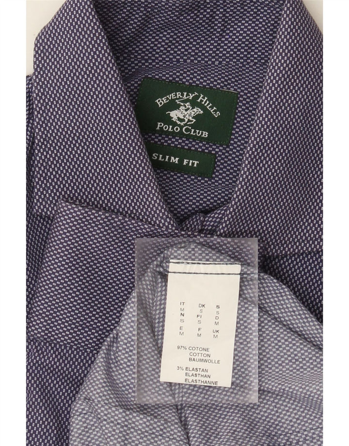 Cămașă pentru bărbați Beverly Hills Slim Fit, bumbac cu pete albastru mediu