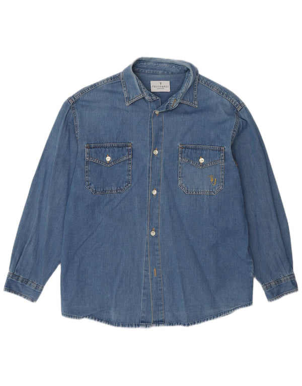 Cămașă Trussardi Junior Băieți Denim 10-11 Ani Bumbac Albastru