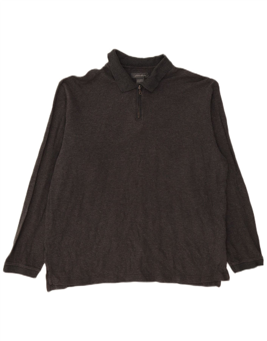 EDDIE BAUER Cămașă polo cu mânecă lungă pentru bărbați, bumbac gri mare