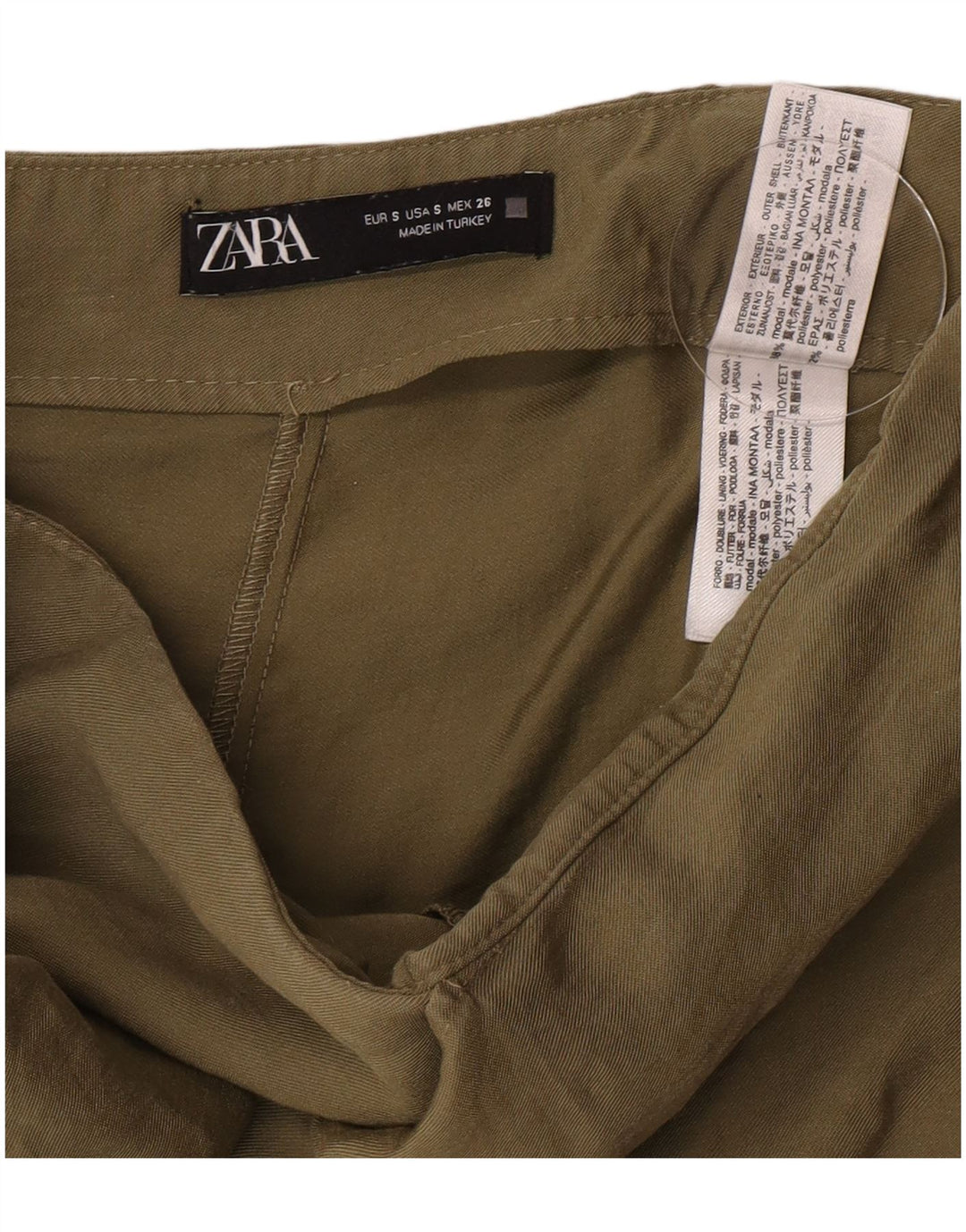 Pantaloni scurți casual pentru femei Zara Mici W26 Kaki Modal