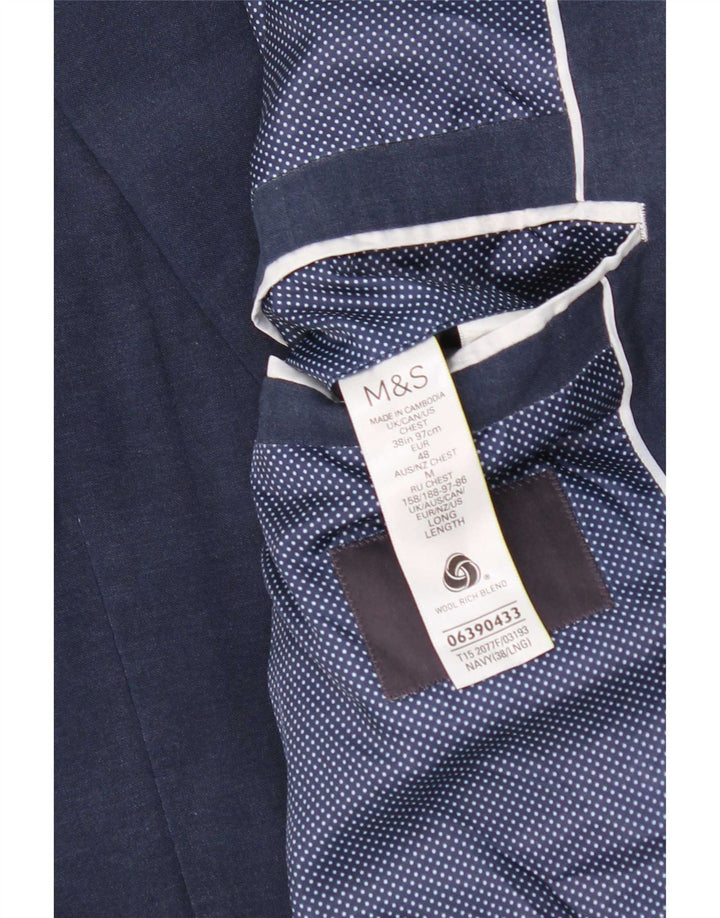 Jachetă pentru bărbați Marks & Spencer, cu 2 nasturi, UK 38, lână medie, albastru bleumarin