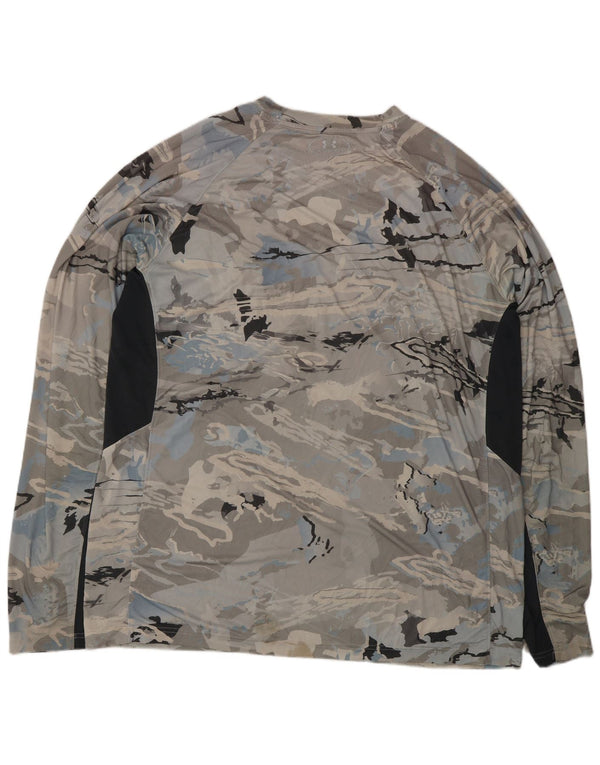 Under Armour Mens Heat Gear Graphic Top Long Sleeve XL Grey Camouflage