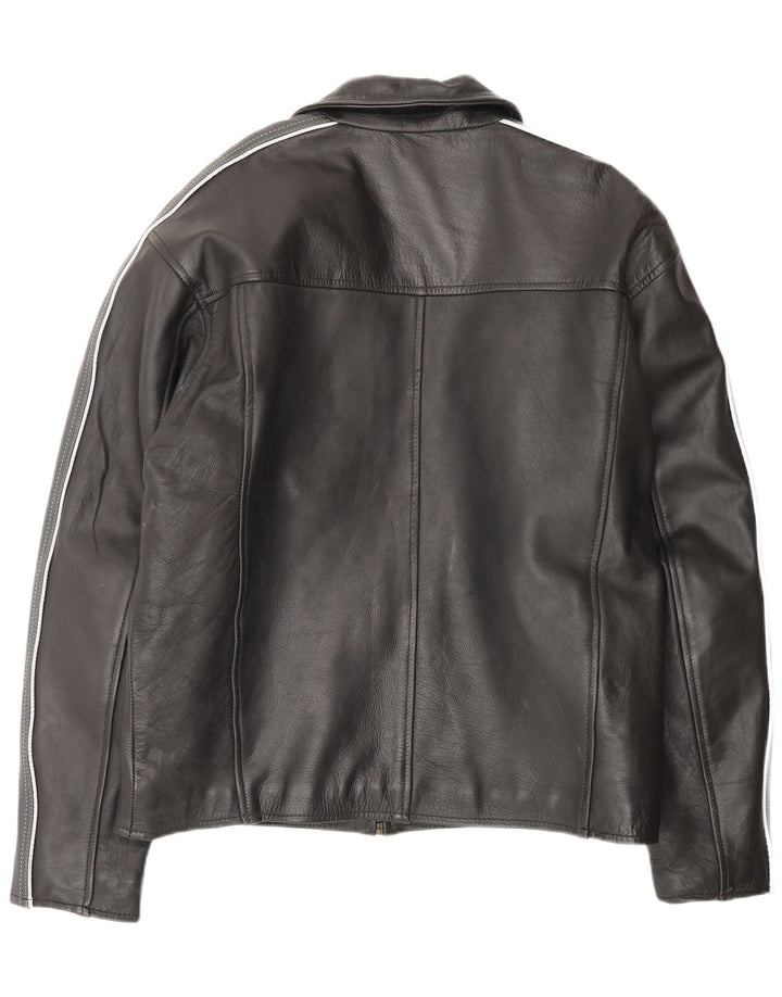 Jachetă de piele pentru bărbați VINTAGE UK 42 XL Piele neagră color bloc