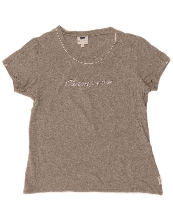 Tricou cu grafic pentru femei Champion Easy Fit Top UK 14 Large Gri Pete