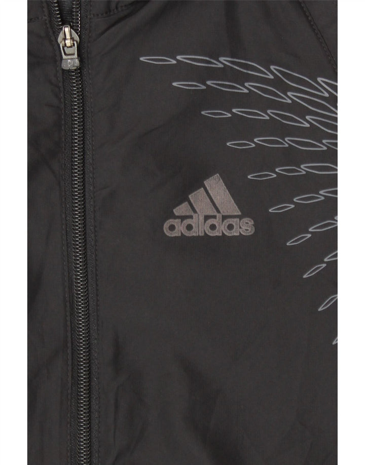 Jachetă de top pentru trening Adidas Clima Proof pentru femei UK 14 Large Black Geometric