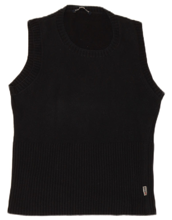 Gas Womens Vest Tank Top UK 8 Small Black Bumbac