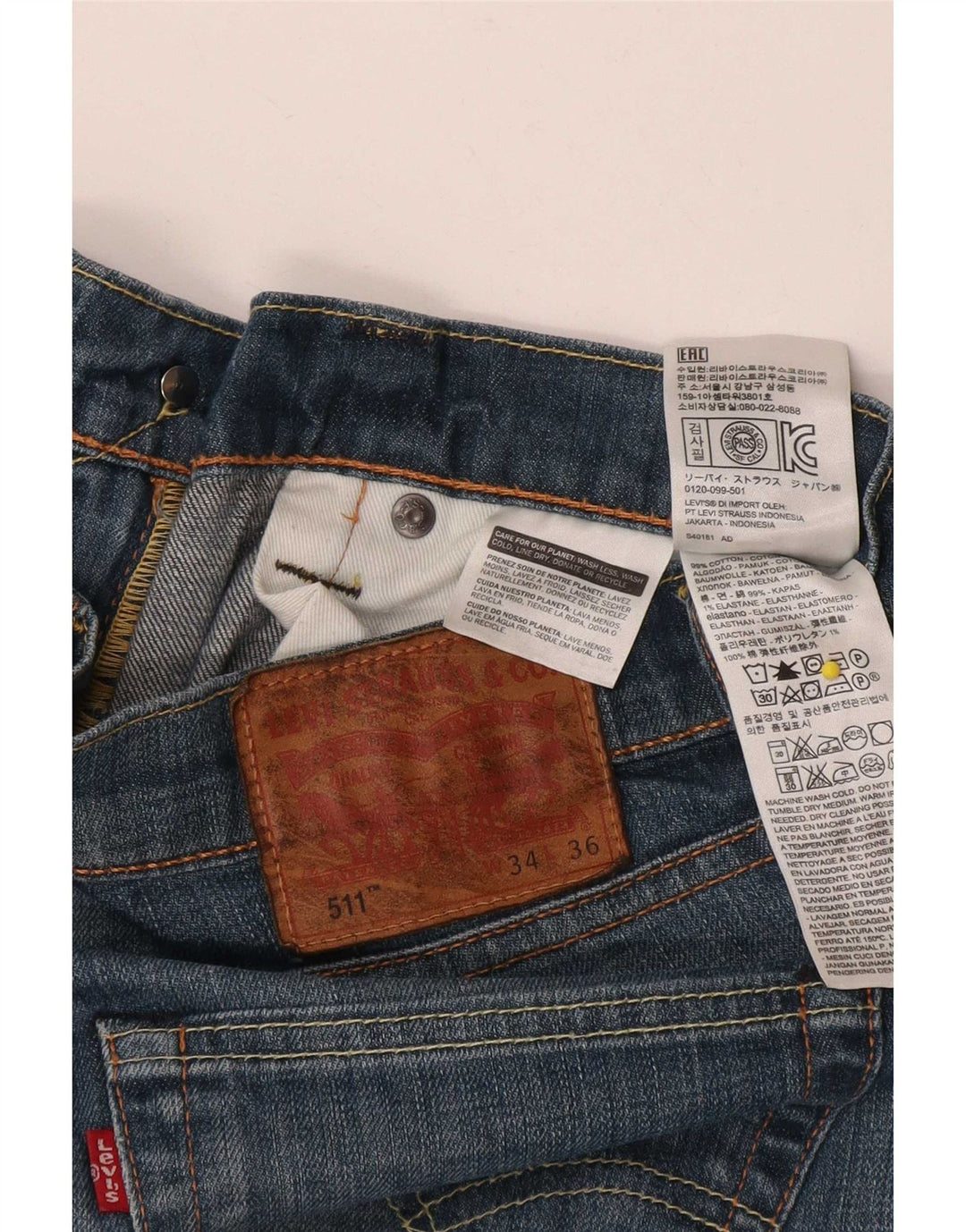 Blugi Levi's 511 Slim pentru bărbați W34 L36 Bumbac albastru