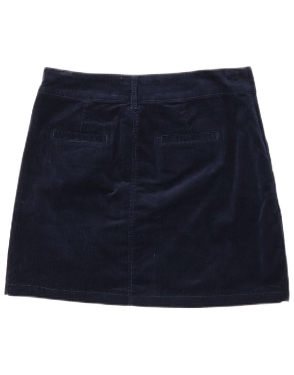 Crew Clothing Fusta din velur pentru femei UK 10 Small W29 Bumbac bleumarin