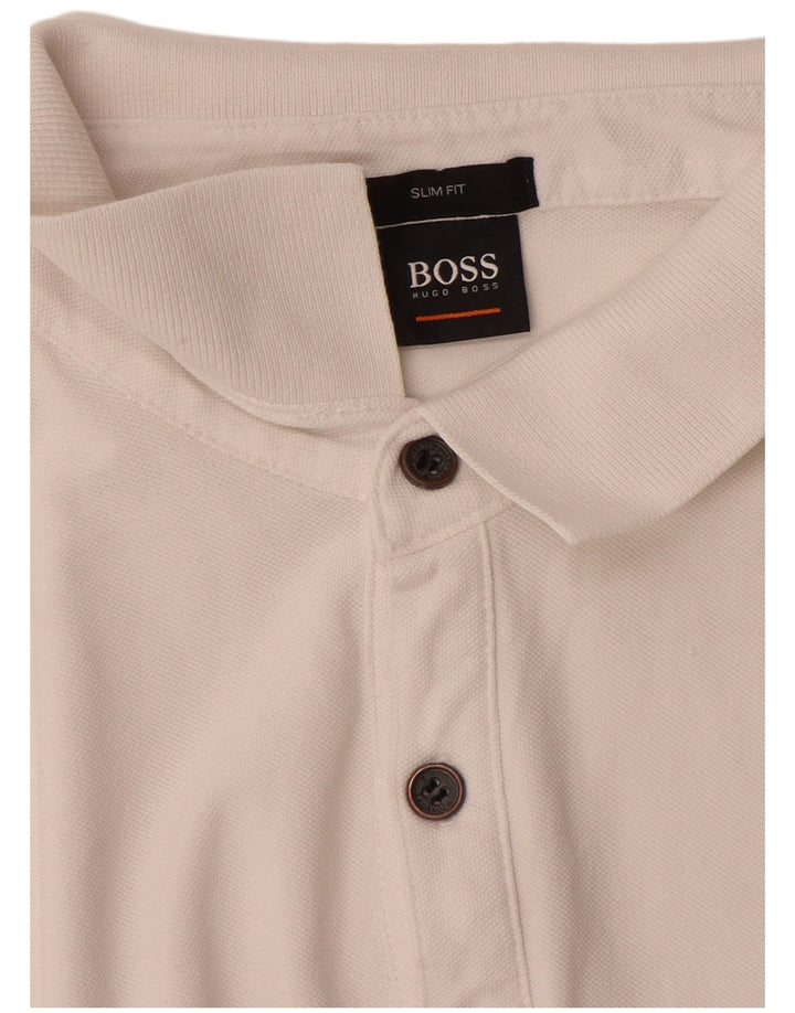 Cămașă polo HUGO BOSS pentru bărbați, mare, alb, de bumbac