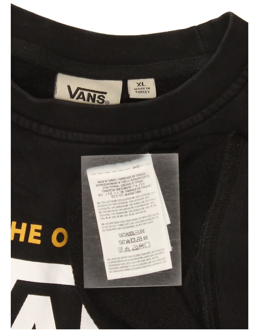 VANS Pulover cu grafic Off The Wall pentru femei UK 18 XL Bumbac negru