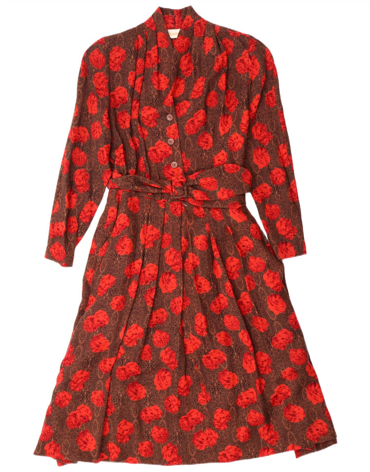 Rochie A-Line pentru femei STANNER IT 42 Lână Florală Maro Mediu