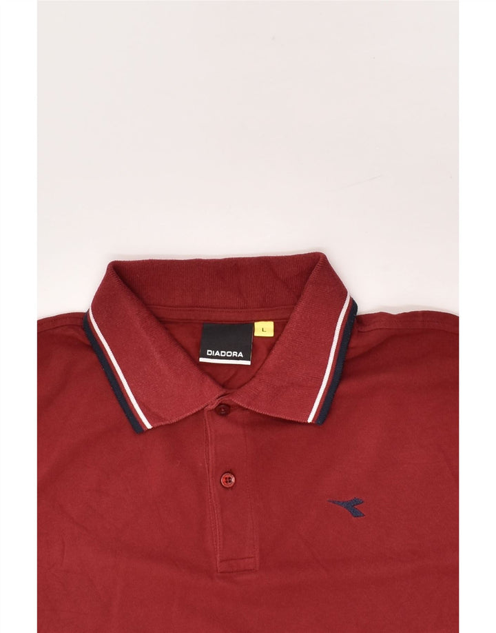 DIADORA Mens Polo Shirt Large Maroon Cotton | Vintage Diadora | Thrift | Second-Hand Diadora | Used Clothing | Messina Hembry 