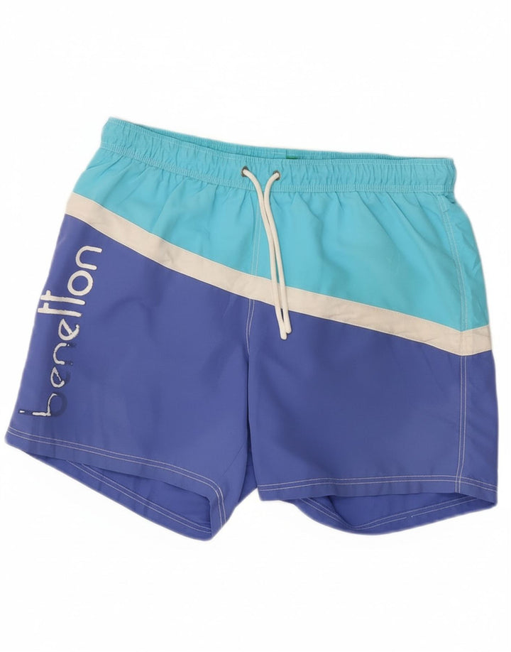 Pantaloni scurți de înot grafic Benetton pentru bărbați, mari, albastru, bloc de culoare