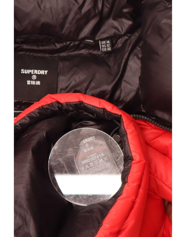 Jachetă căptușită supradimensionată pentru femei Superdry UK 16 Large Red Nylon