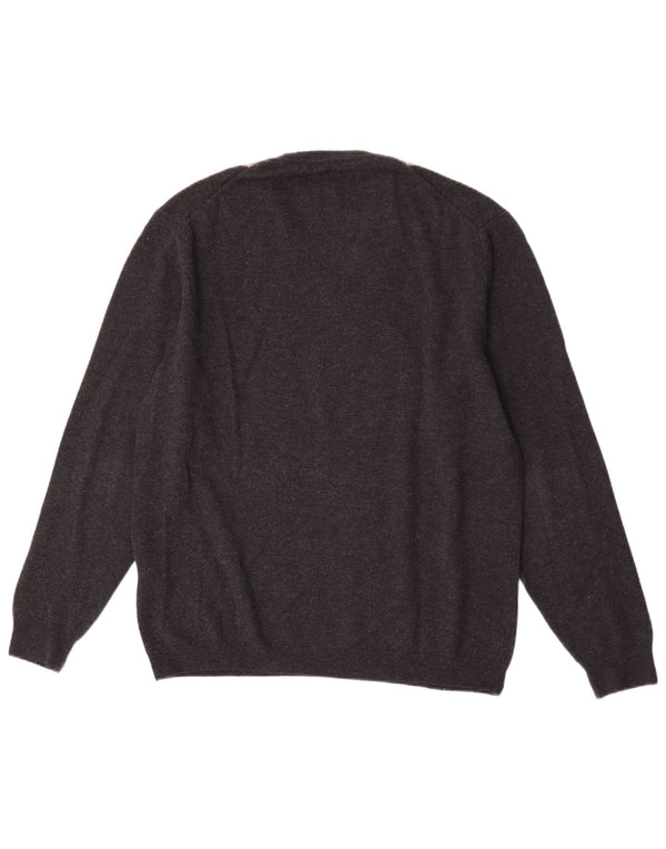 Burlington Pulover cu decolteu în V pentru bărbați IT 52 Large Gri Argyle/Diamond