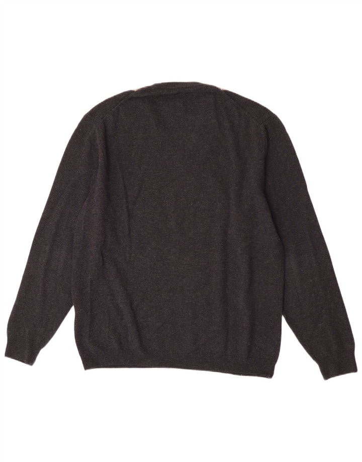 Burlington Pulover cu decolteu în V pentru bărbați IT 52 Large Gri Argyle/Diamond