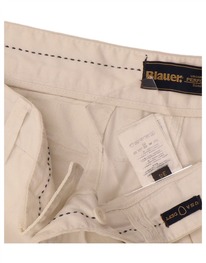 BLAUER Mens Chino Shorts W34 Large  White Cotton