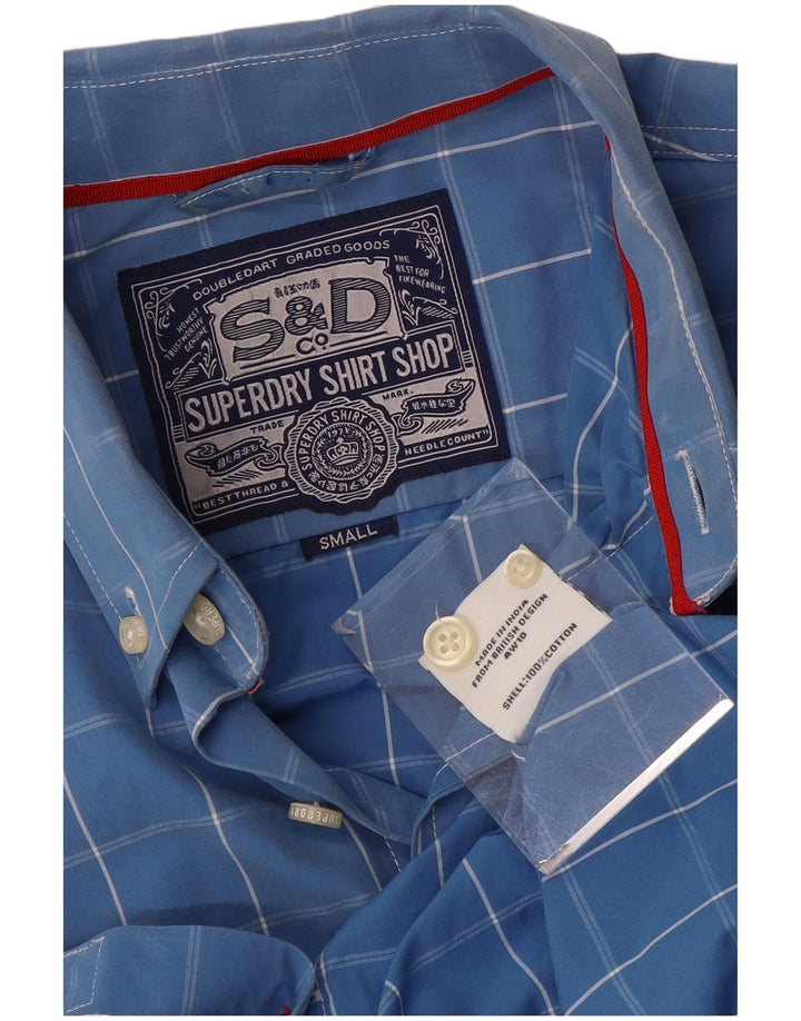 Cămașă pentru bărbați Superdry, bumbac cu carouri albastre mici