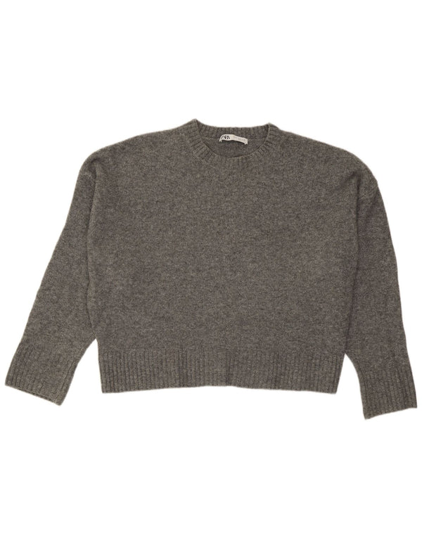Pulover supradimensionat pentru femei Zara, cu gâtul turn, UK 10, mic, gri acrilic