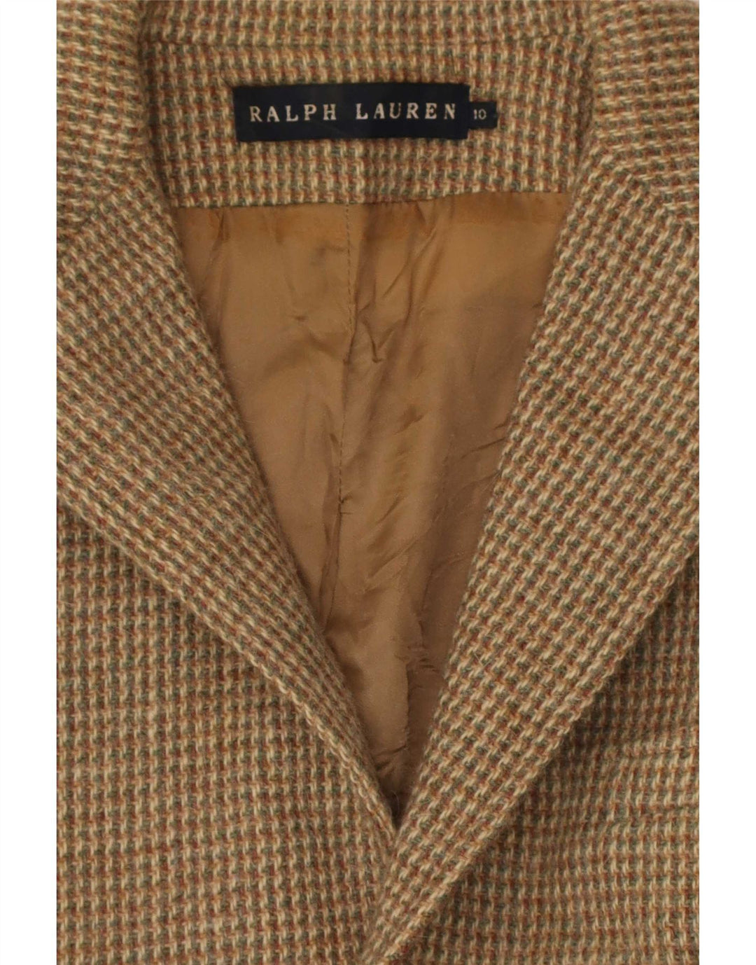 Blazer pentru femei Ralph Lauren, cu 3 nasturi, 10, maro, cu carouri mari