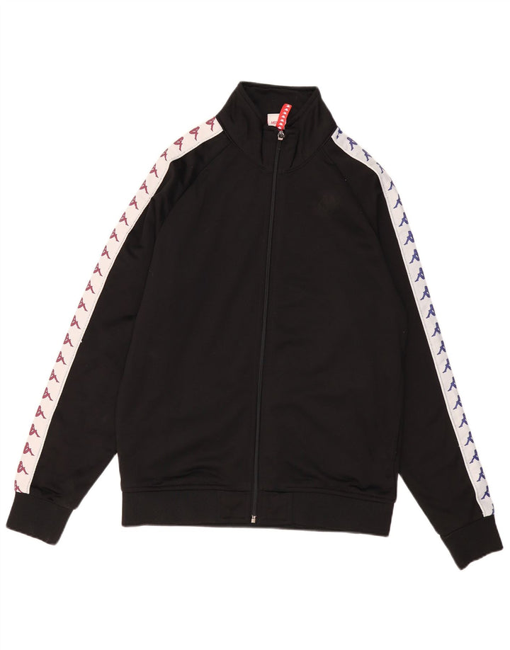 Jachetă de top pentru trening grafic KAPPA pentru bărbați, negru mediu, poliester bloc de culoare